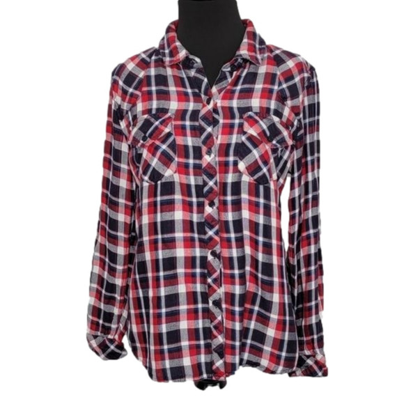 RAILS Long Sleeve Button Up Plaid Collared Blouse - Picture 1 of 11